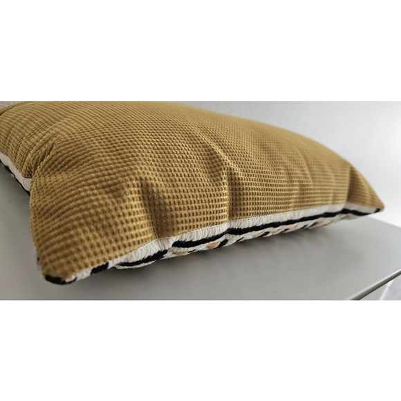 Vintage White Brown Black Beige Throw Pillow Retro Square Crochet Embroider - Picture 6 of 8